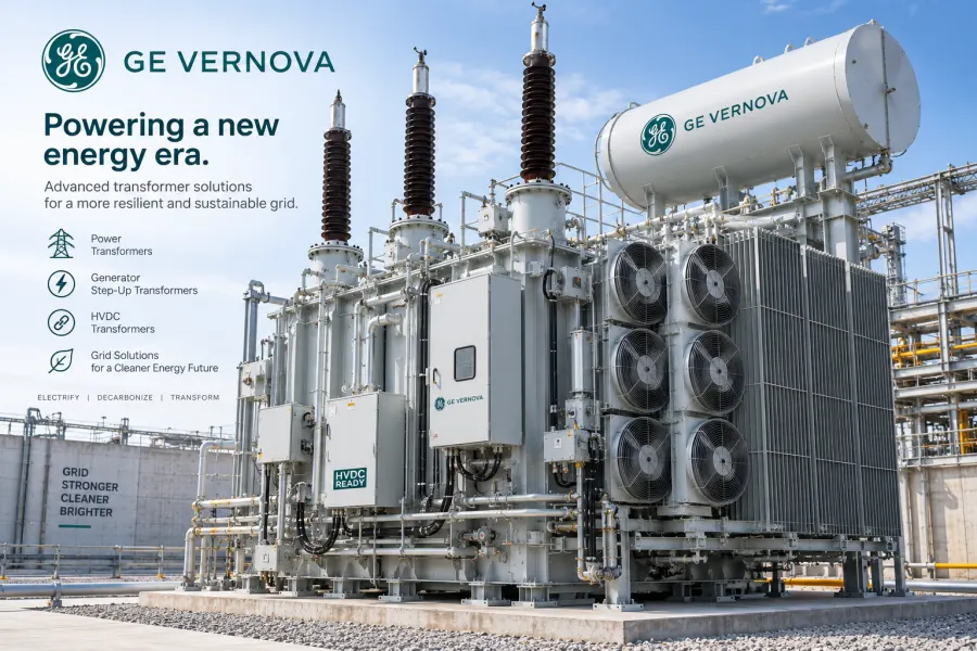 GE Vernova high-voltage power transformer for utility grid infrastructure, generator step-up and HVDC transmission applications featured in the Top 10 Transformer Manufacturers in the World 2026 guide