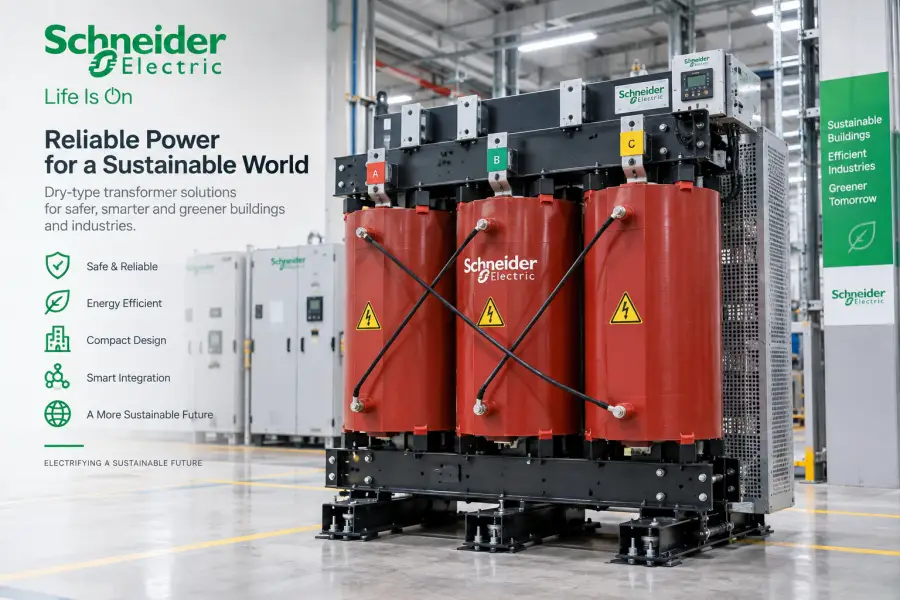 Schneider Electric dry-type transformer for data centers, industrial facilities, commercial buildings and modern power distribution systems featured in the Top 10 Transformer Manufacturers in the World 2026 guide