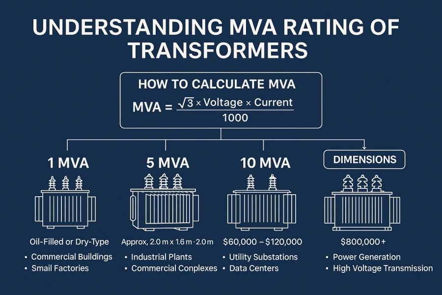 Understanding MVA rating of transformers – factory direct supply by Evernew Transformer for North America, South America, and Europe markets