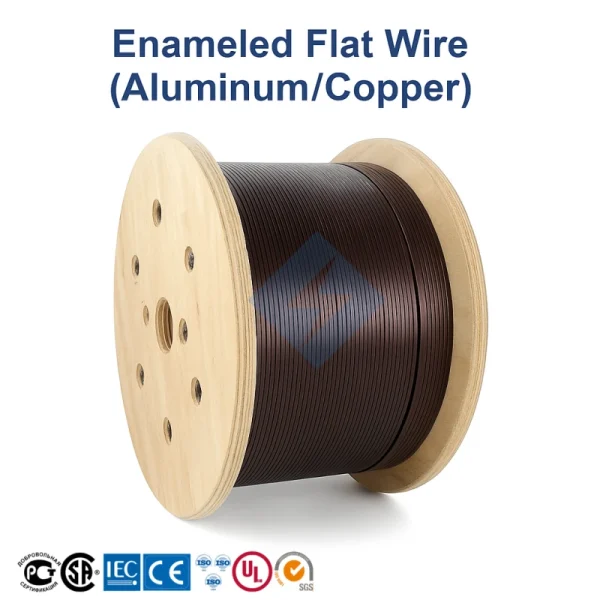 High-efficiency enamelled flat copper aluminum winding wire for transformers, industrial motors, and reactors by Evernew Transformer, factory direct supply across Europe and North America.