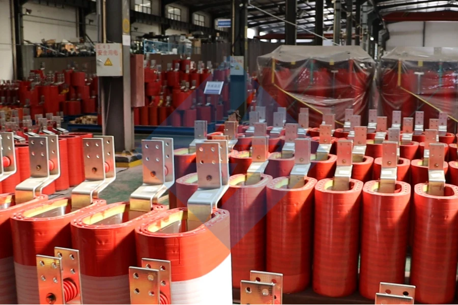 Indoor installation of Evernew Transformer cast resin dry type transformer in a modern commercial building in Europe and North America.