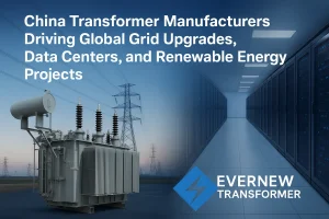 Chinese transformer factory workers inspecting high-voltage transformers for global power grid upgrades.