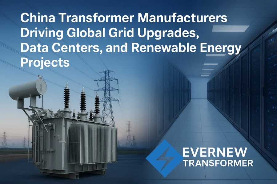 Chinese transformer factory workers inspecting high-voltage transformers for global power grid upgrades.