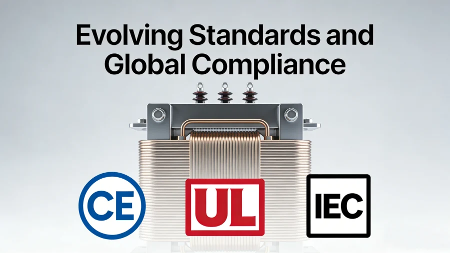 IEC 60076 certified power transformer with UL and CSA compliance, featuring updated efficiency classification and verified short-circuit withstand capability for 2026 industrial and utility applications – Evernew Transformer.