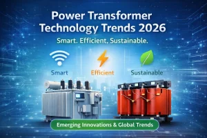 Power transformer technology trends in 2026 featuring smart design, higher efficiency, and advanced grid infrastructure solutions for industrial, commercial, and utility applications – Evernew Transformer.