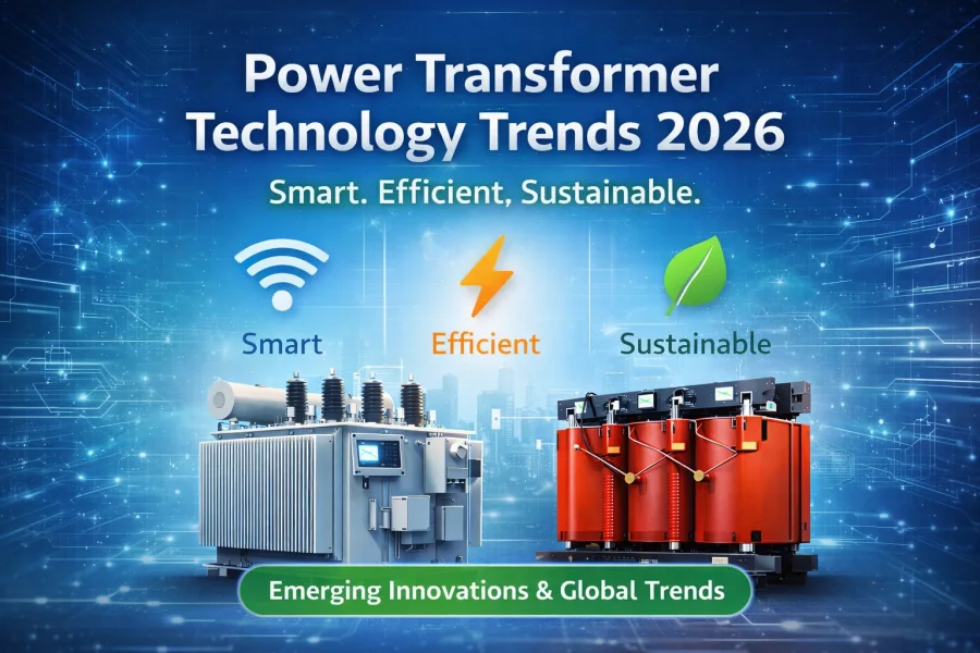 Power transformer technology trends in 2026 featuring smart design, higher efficiency, and advanced grid infrastructure solutions for industrial, commercial, and utility applications – Evernew Transformer.
