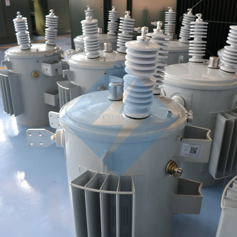 75 kVA single phase pole mounted oil immersed distribution transformer for 10kV to 0.4kV overhead line outdoor utility power system Evernew Transformer