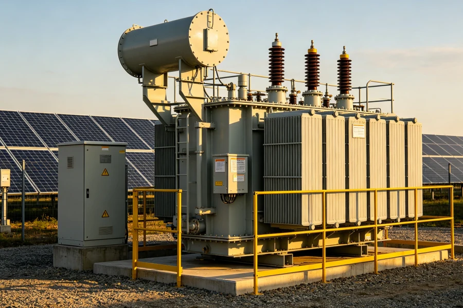 China solar power transformer manufacturer 500kVA to 5000kVA 11kV 22kV 33kV for solar farms battery energy storage systems and grid connection projects