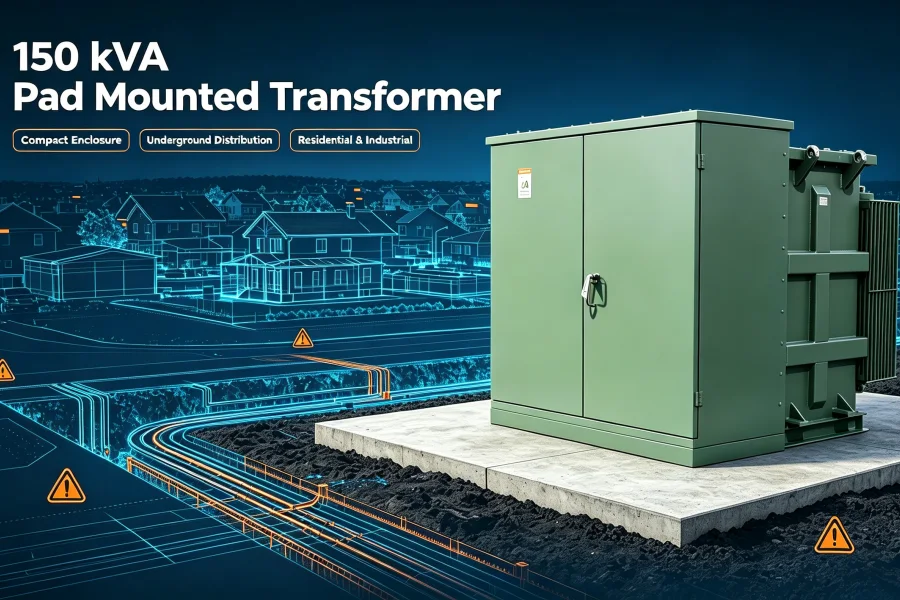 150 kVA pad mounted transformer manufacturer and factory, 12kV 480V underground distribution transformer with compact enclosure for residential, commercial and grid power applications, customized for global wholesale and sales – EverNew Transformer