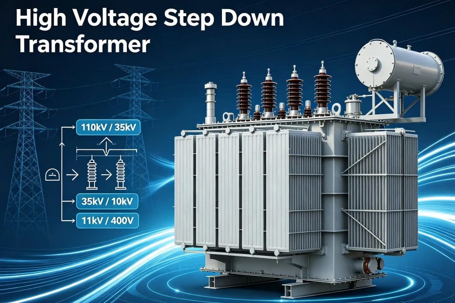 High voltage step down transformer manufacturer in China, custom power transformer supplier for utility substations and renewable energy projects, 35kV to 110kV transformer solutions for USA, Canada, Germany, Australia and global power systems
