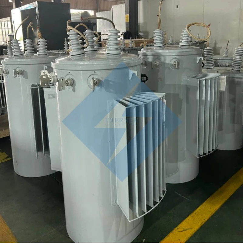 Three phase pole mounted distribution transformers with ONAN cooling for utility, industrial and overhead power distribution systems