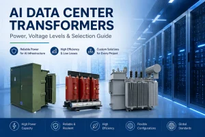 AI data center transformers for power capacity, voltage levels, and reliable power distribution